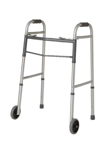 Medline Guardian Two-Button Folding Walkers with 5″ Wheels