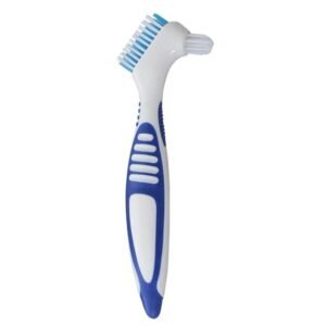 Double Bristle Head Denture Brush, Portable Ergonomic Cleaning Teeth Brush for Denture Care, 1Pc
