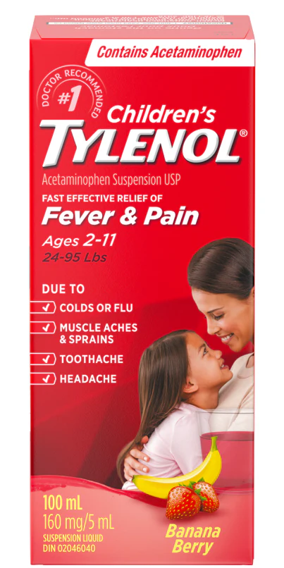Children’s Tylenol 2-11YRS (Fever & Pain) 100ML/160G Banana Berry