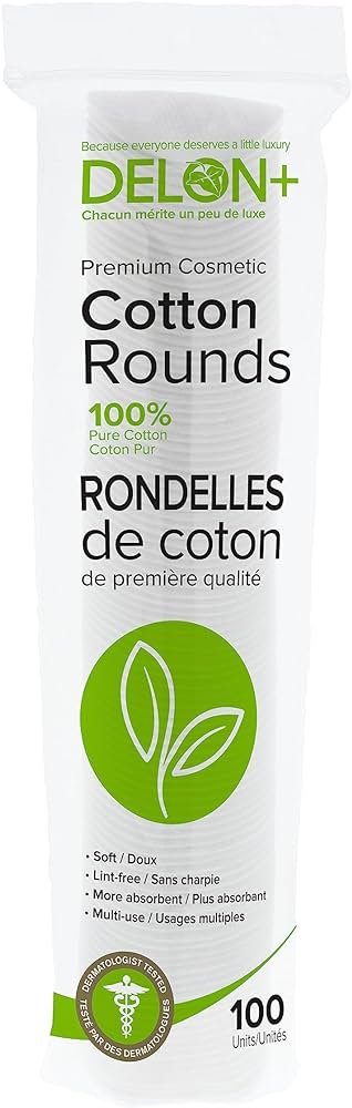 Delon Premium Cosmetic Cotton Rounds -100% Cotton